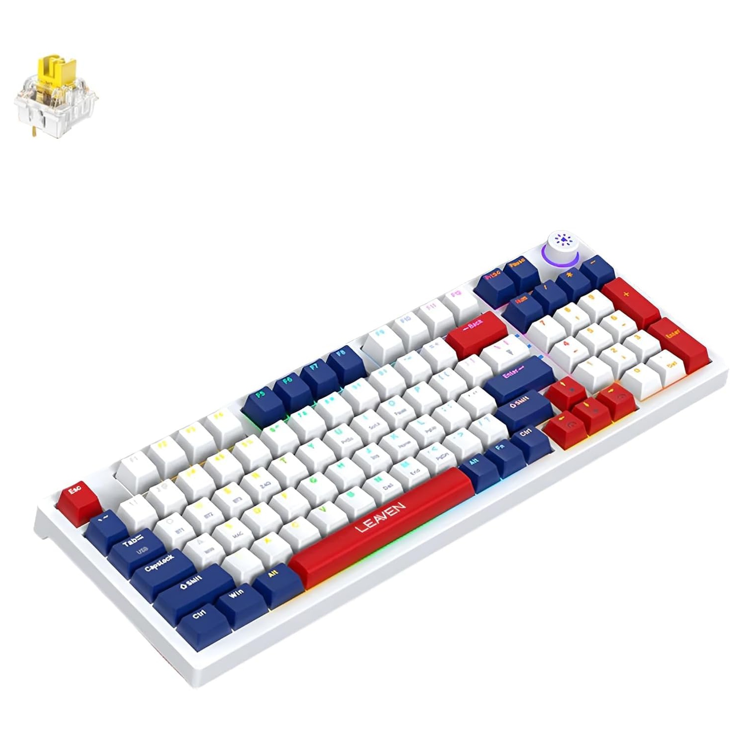 Mechanical keyboard gaming keyboard wireless 96-key hot-swappable Bluetooth keyboard 5.0/2.4G/wired with keycap puller blue, white, red