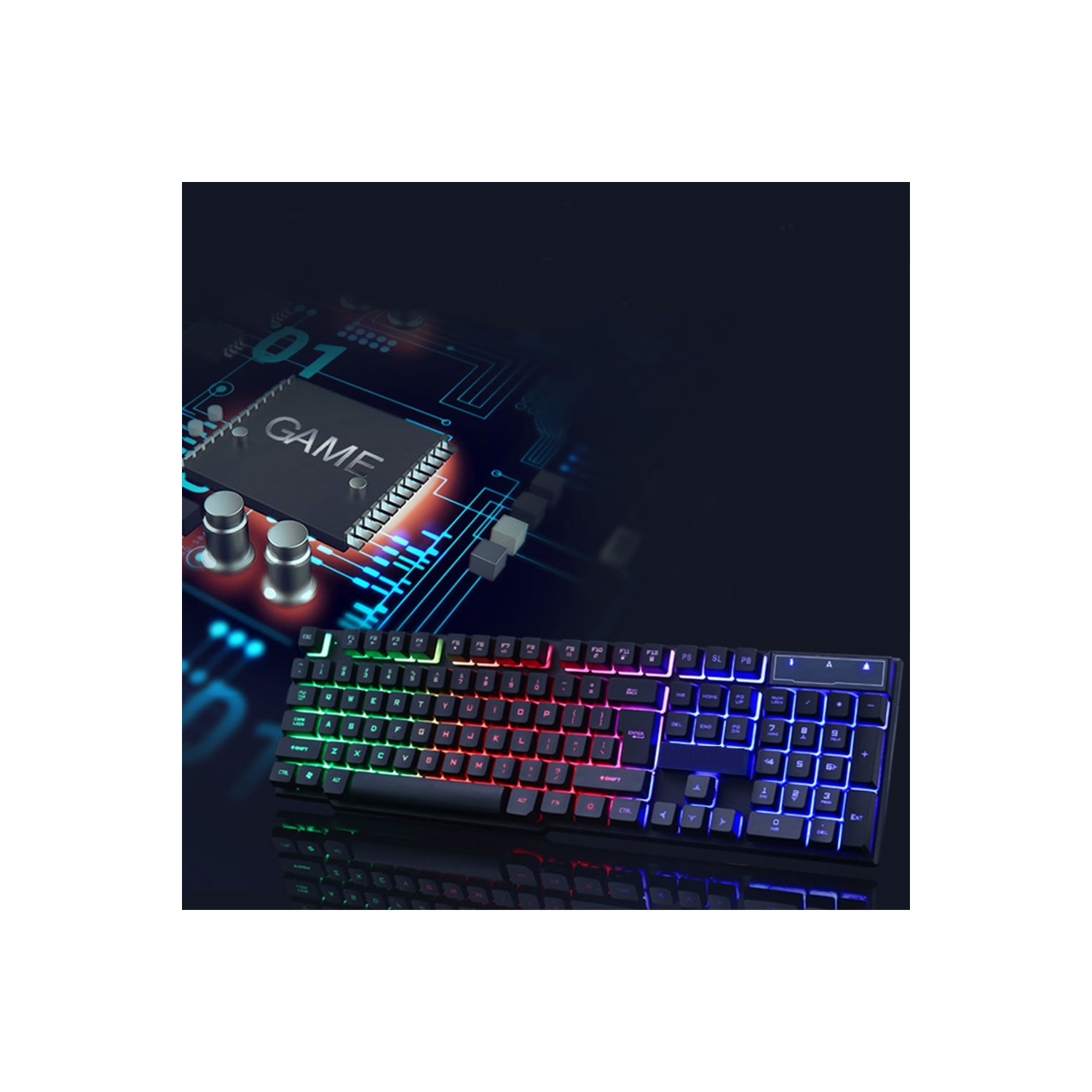 Wired Ergonomic Gaming Keyboard and Mouse, Multicolor Rainbow LED Backlight Mechanical Feel USB Wired Gaming Keyboard and Mouse Combo Black