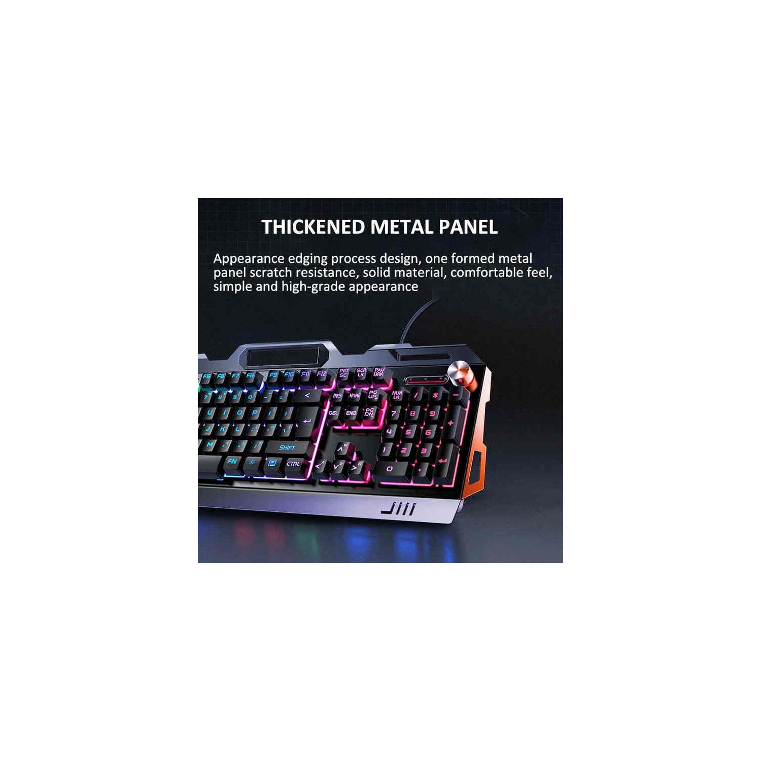 Mechanical feel metal wired keyboard [Black orange light-wired keyboard + mouse + headset]