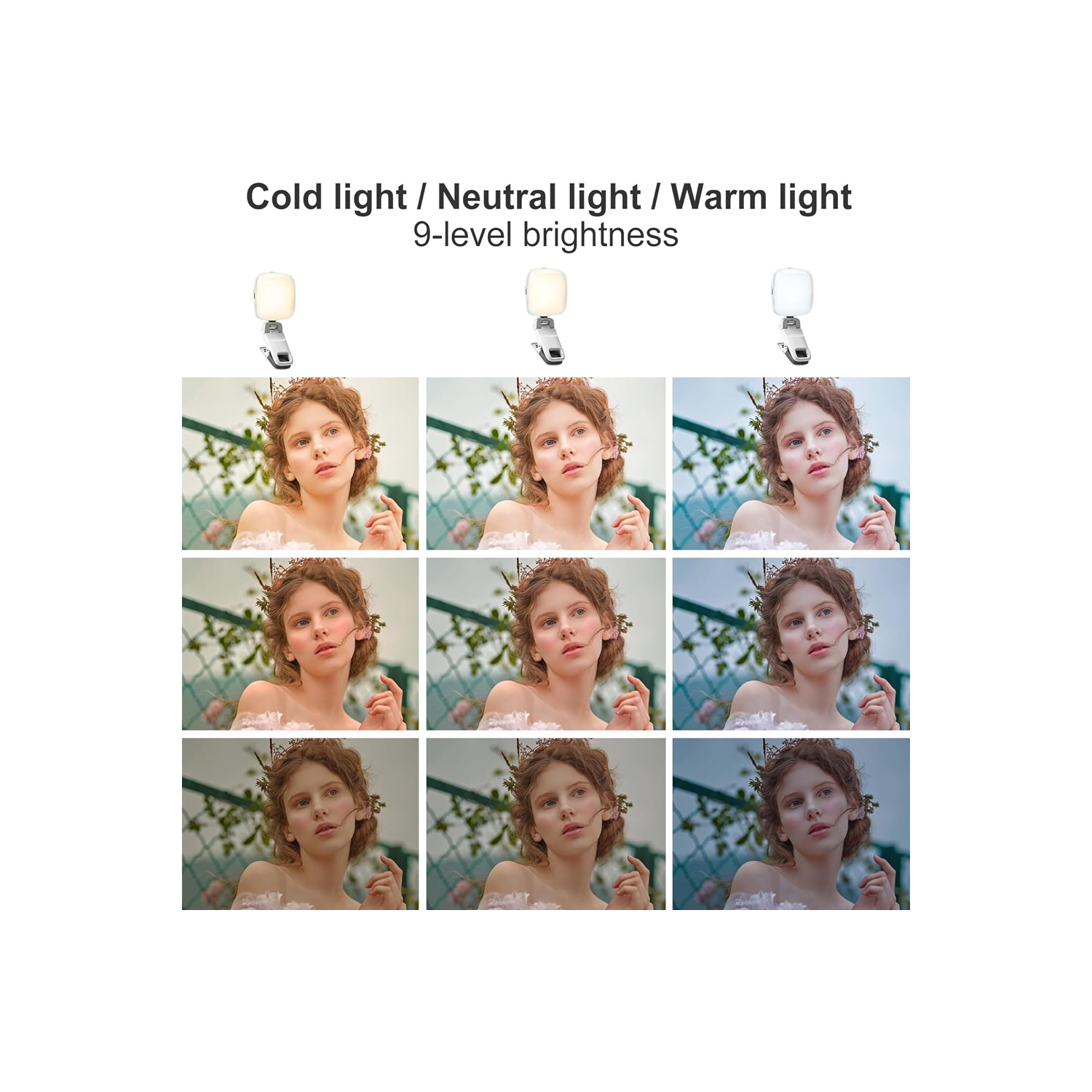 49 LED Selfie Light,Video Light,Phone Light Clip,200mAh,Adjustable 3 Light Modes,Portable Camera Light Panel 0-360° Color, DSLR Lighting for iPhone,