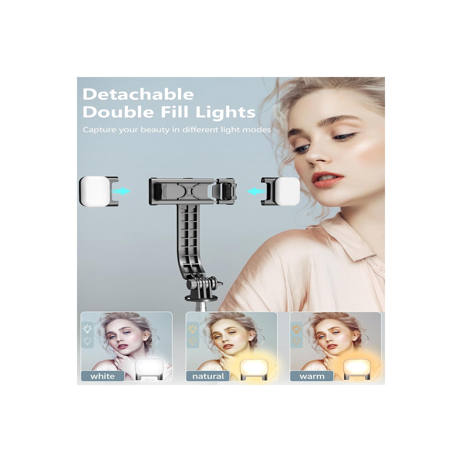 Tripod with Light, 45" Selfie Stick with Wireless Remote, Portable Phone Tripod Compatible with iPhone 16/15 Pro Max/15/14 Pro/14/13, Samsung S22/