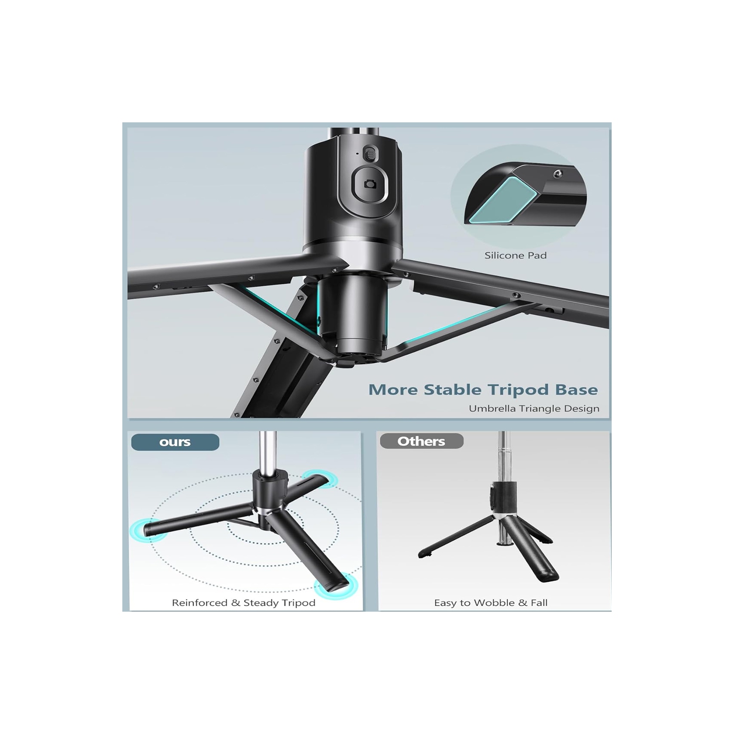 Tripod with Light, 45" Selfie Stick with Wireless Remote, Portable Phone Tripod Compatible with iPhone 16/15 Pro Max/15/14 Pro/14/13, Samsung S22/