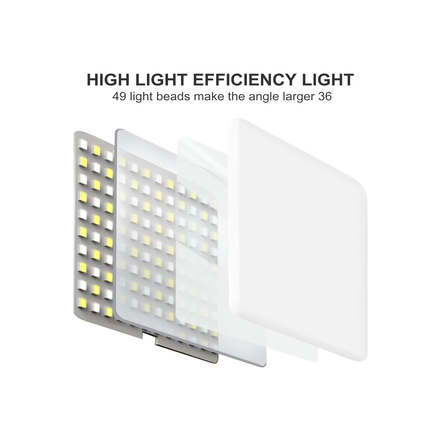 49 LED Selfie Light,Video Light,Phone Light Clip,200mAh,Adjustable 3 Light Modes,Portable Camera Light Panel 0-360° Color, DSLR Lighting for iPhone,