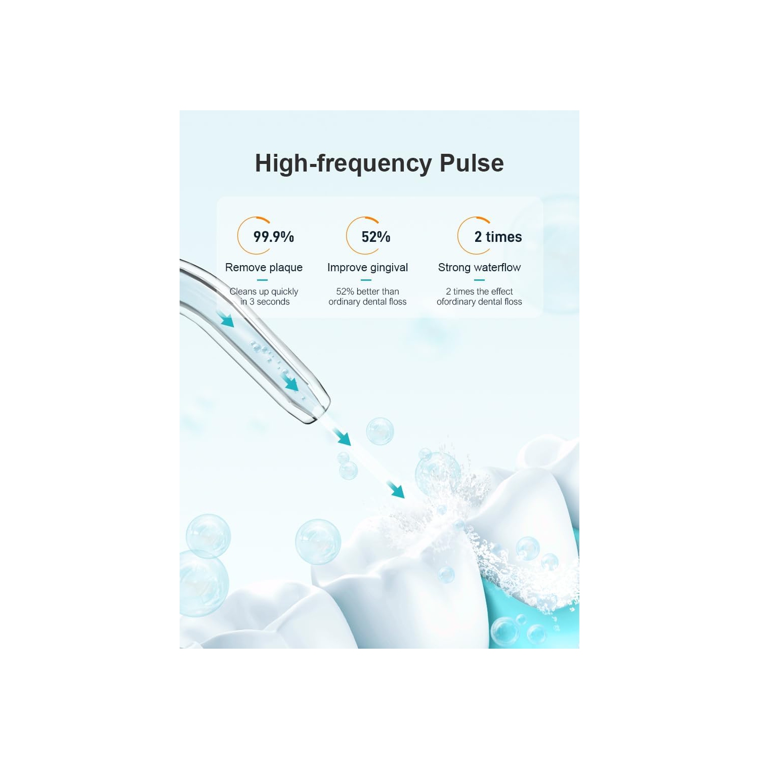 Hydropulseur buccal étanche IPX7 de qualité supérieure avec jet d'eau ultra-fin 0,5&nbsp;mm, pression réglable, buse à 360° et longue autonomie pour