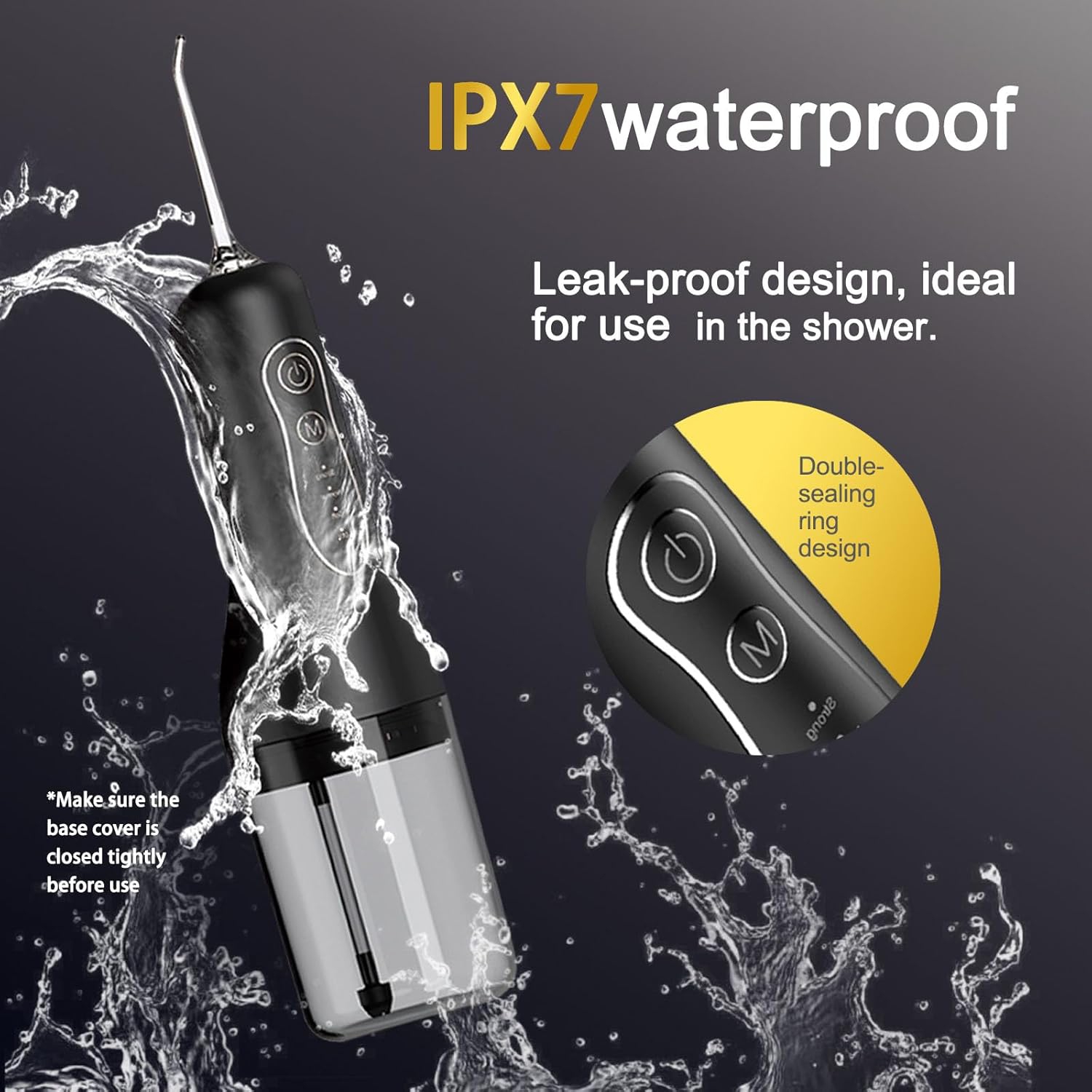 Hydropulseur électrique portatif étanche Rinçage à l'eau Instrument de blanchiment oral Hydropulseur buccal avec 3 modes 4 buses Irrigateur dentaire