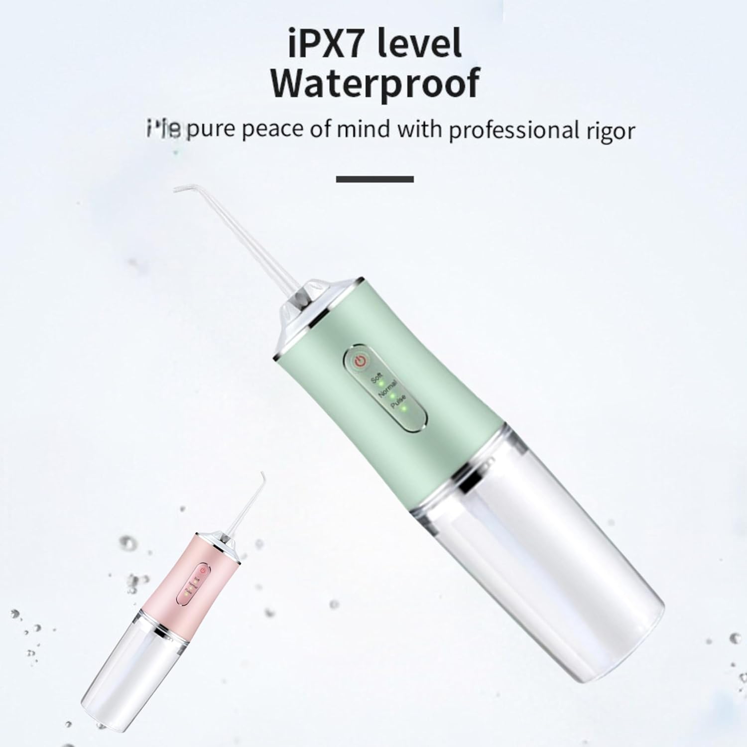 Nettoyant pour les dents, rechargeable - étanche, portatif sans fil Irrigateur dentaire buccal, hydropulseur pour dents, 3 modes 4 buses, adapté pour