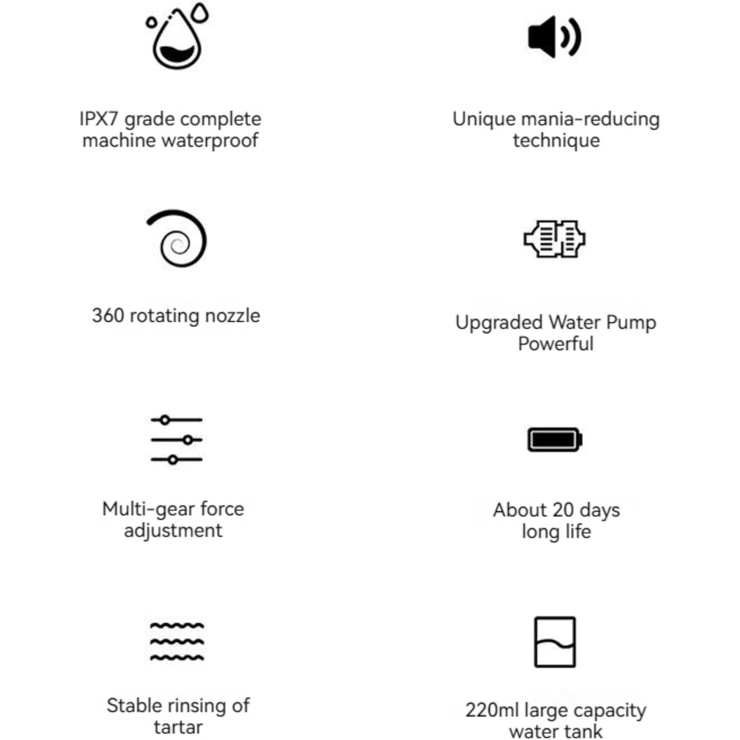 Nettoyant pour les dents, rechargeable - étanche, portatif sans fil Irrigateur dentaire buccal, hydropulseur pour dents, 3 modes 4 buses, adapté pour