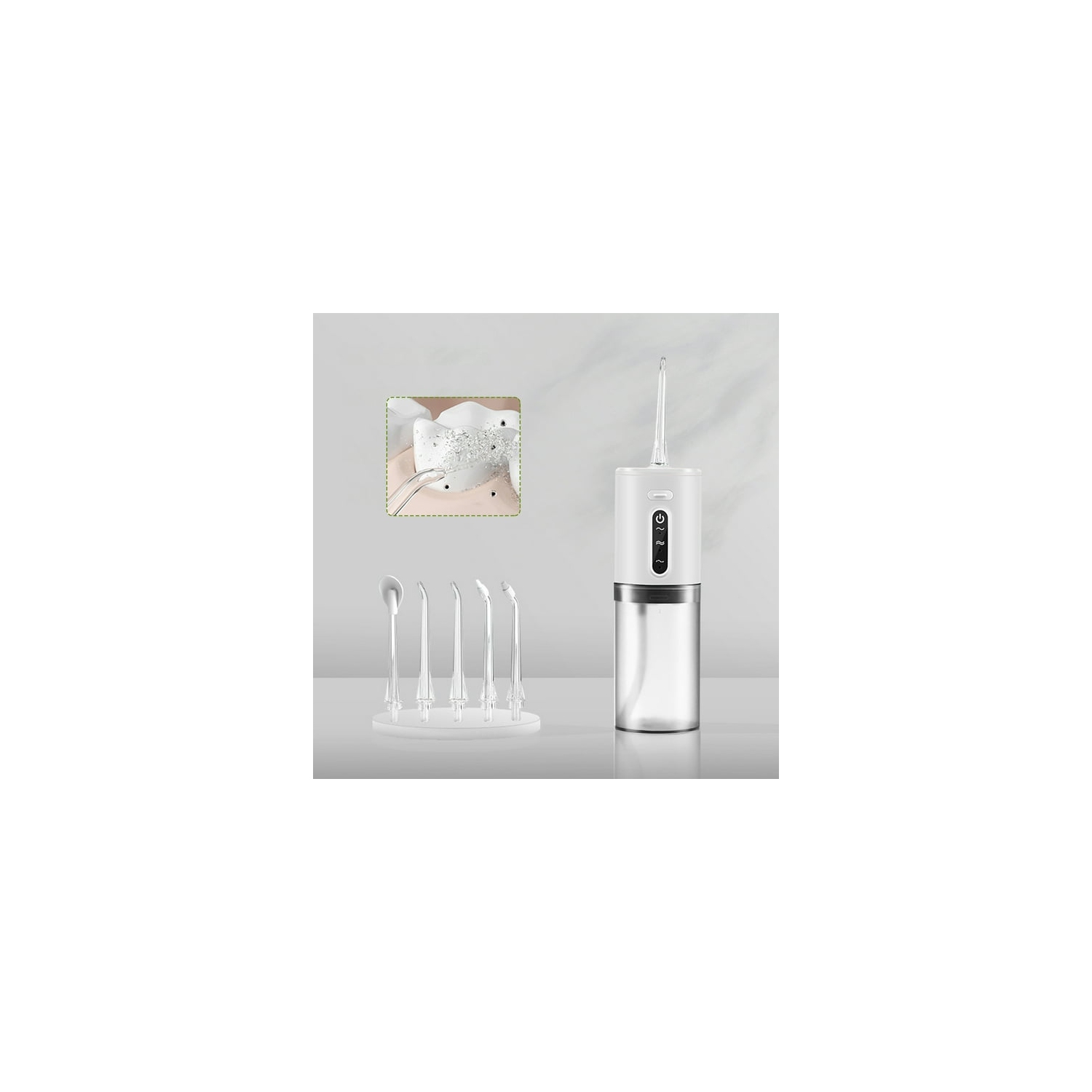 Hydropulseur à dents sans fil, hydropulseur électrique portatif rechargeable pour adulte pour la maison ou les voyages, 3 modes, 5 buses, étanche