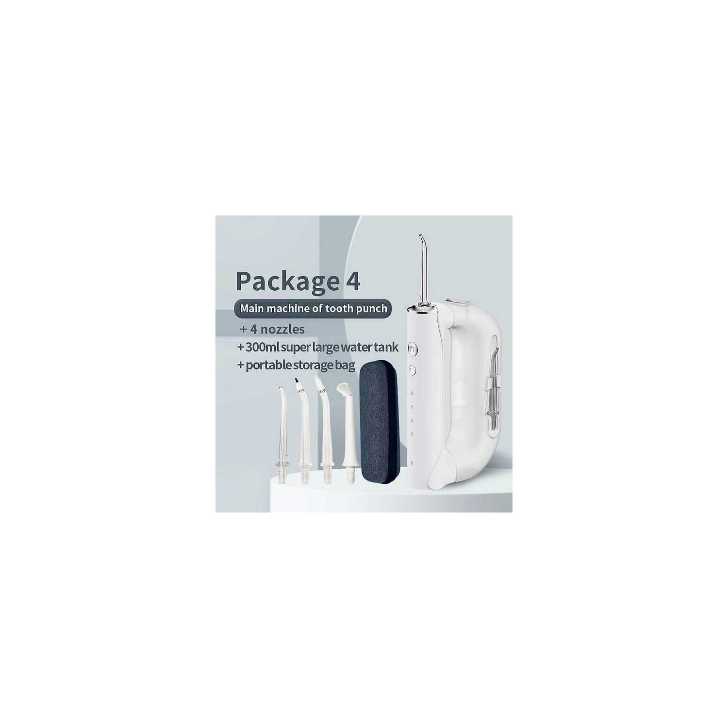 Portable Electric Water Flosser - 3 Modes, 300ML Tank & 4 Nozzles for Home/Travel Oral Care