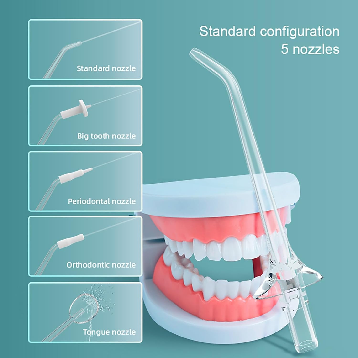 Hydropulseur portatif pour le lavage de la bouche avec 4 modes 5 buses 300 ml Hydropulseur étanche rechargeable IPX7 pour les soins