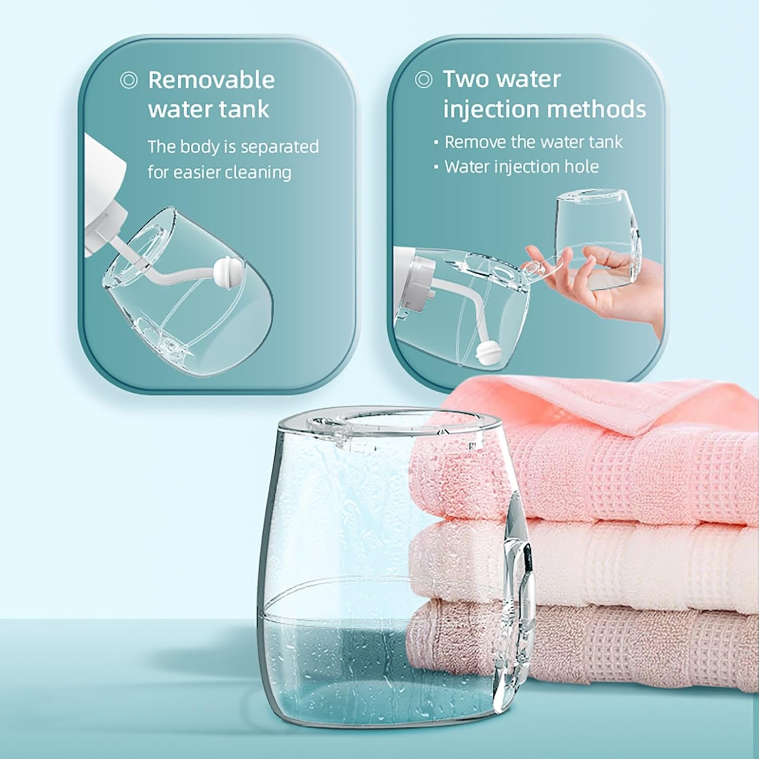 Hydropulseur portatif pour le lavage de la bouche avec 4 modes 5 buses 300 ml Hydropulseur étanche rechargeable IPX7 pour les soins