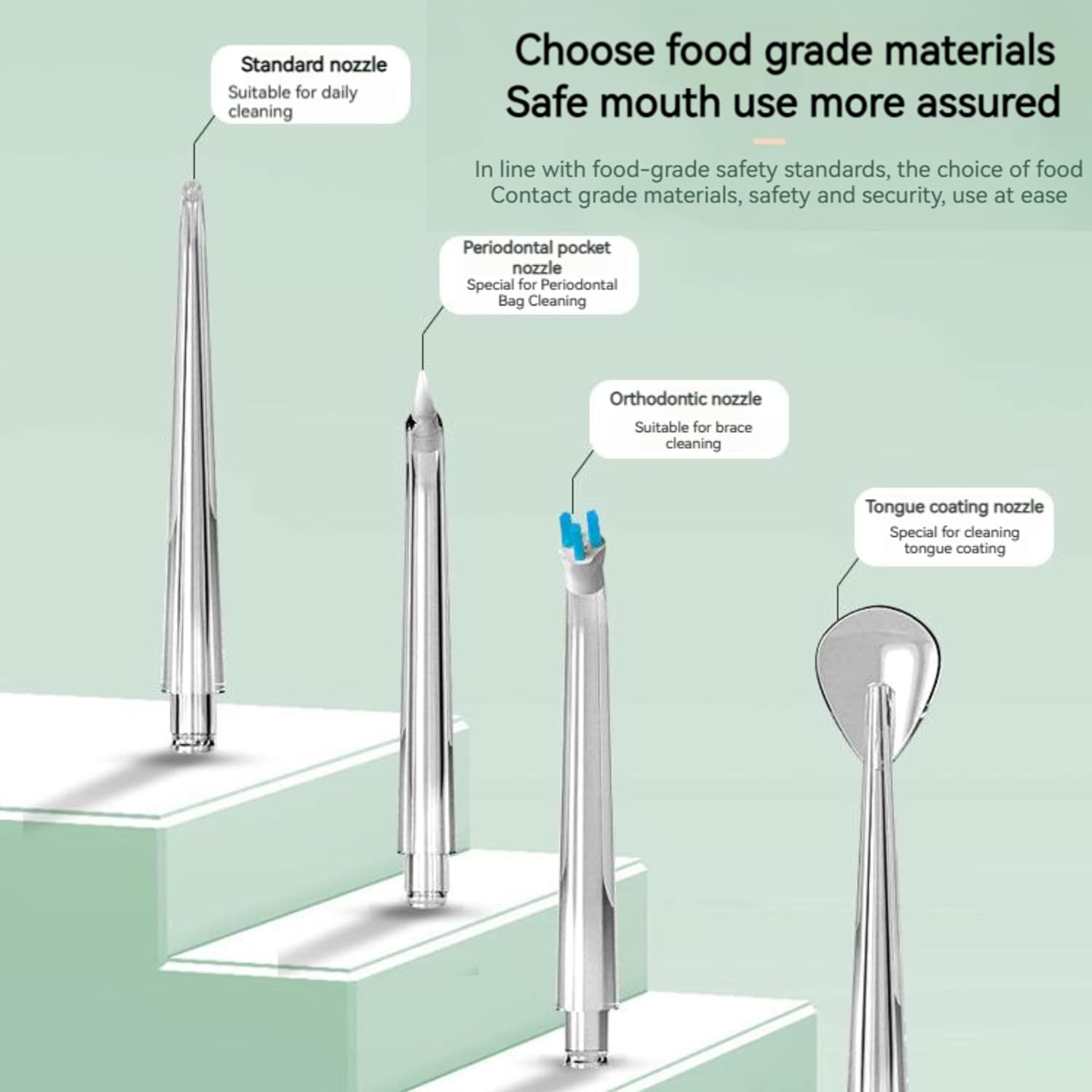 Nettoyant pour les dents, rechargeable - étanche, portatif sans fil Irrigateur dentaire buccal, hydropulseur pour dents, 3 modes 4 buses, adapté pour