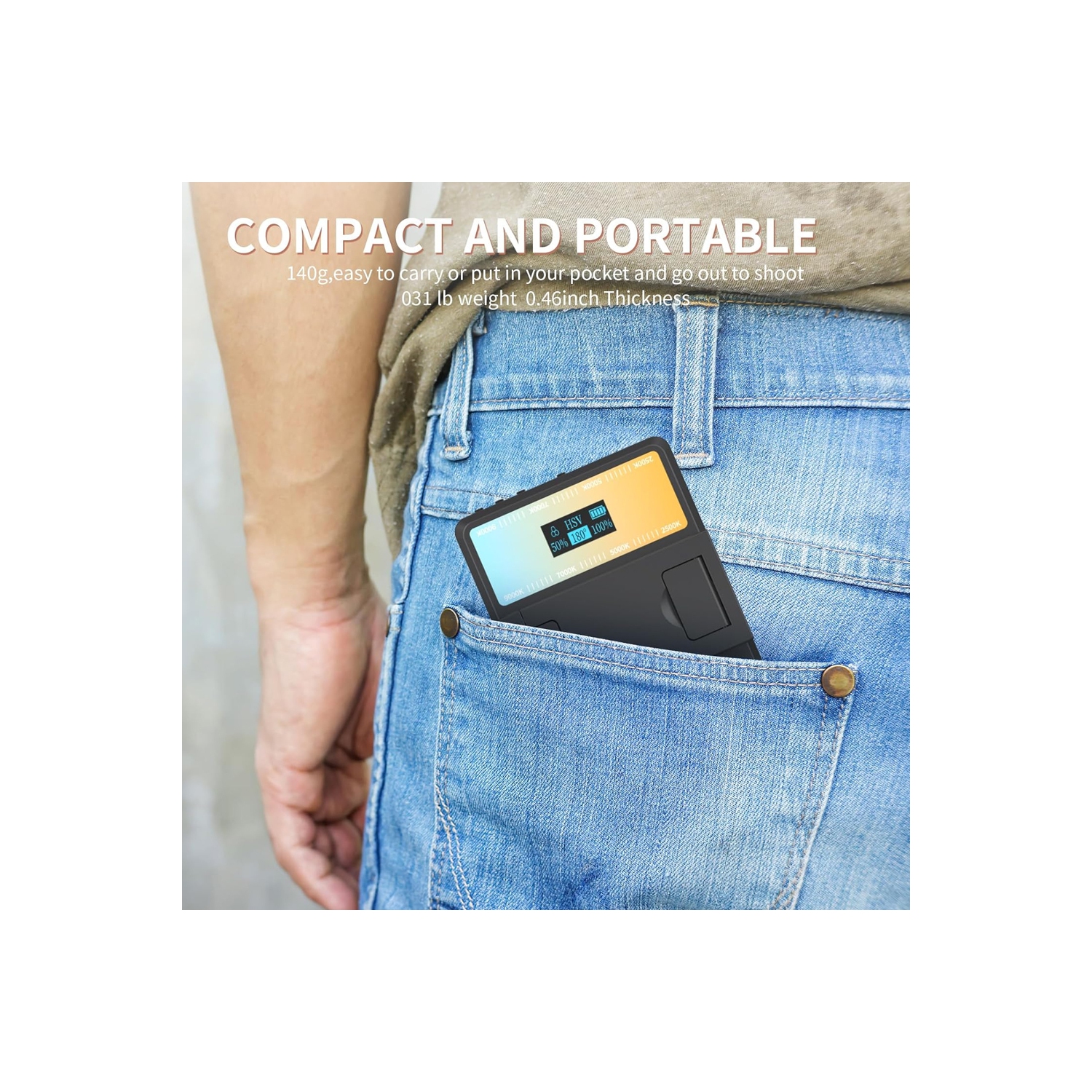 Selfie Light with LCD Display for Phone, 60 LED Phone Light with Rechargeable Clip and Adjusted 3 Light Modes, 2000mAh Video Light for Phone iPad,