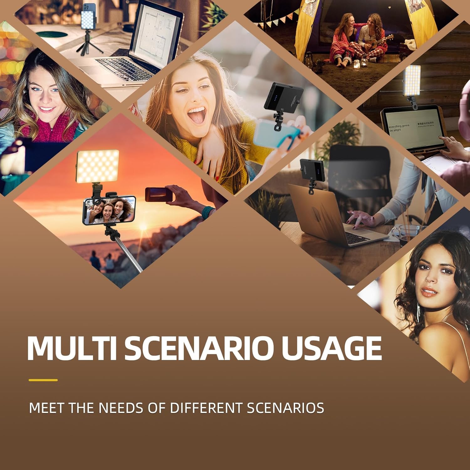 Selfie Light for Phone, 60 LED Phone Light with Rechargeable Clip and Adjusted 3 Light Modes, 2000mAh Video Light for iPhone iPad, Laptop, Makeup,