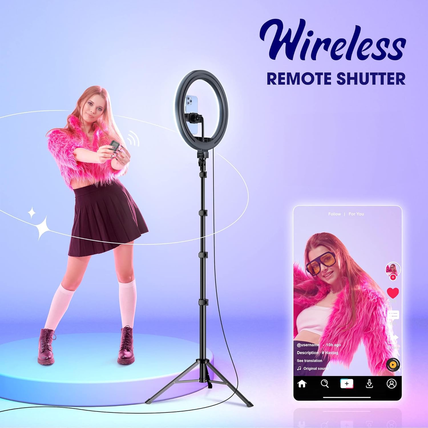 12" RGB Ring Light with 63" Tripod Stand, 3 CCT Mode and 39 Color Mode Selfie Ring Light with Stand, 2-in-1 LED Ring Light and Selfie Stick with