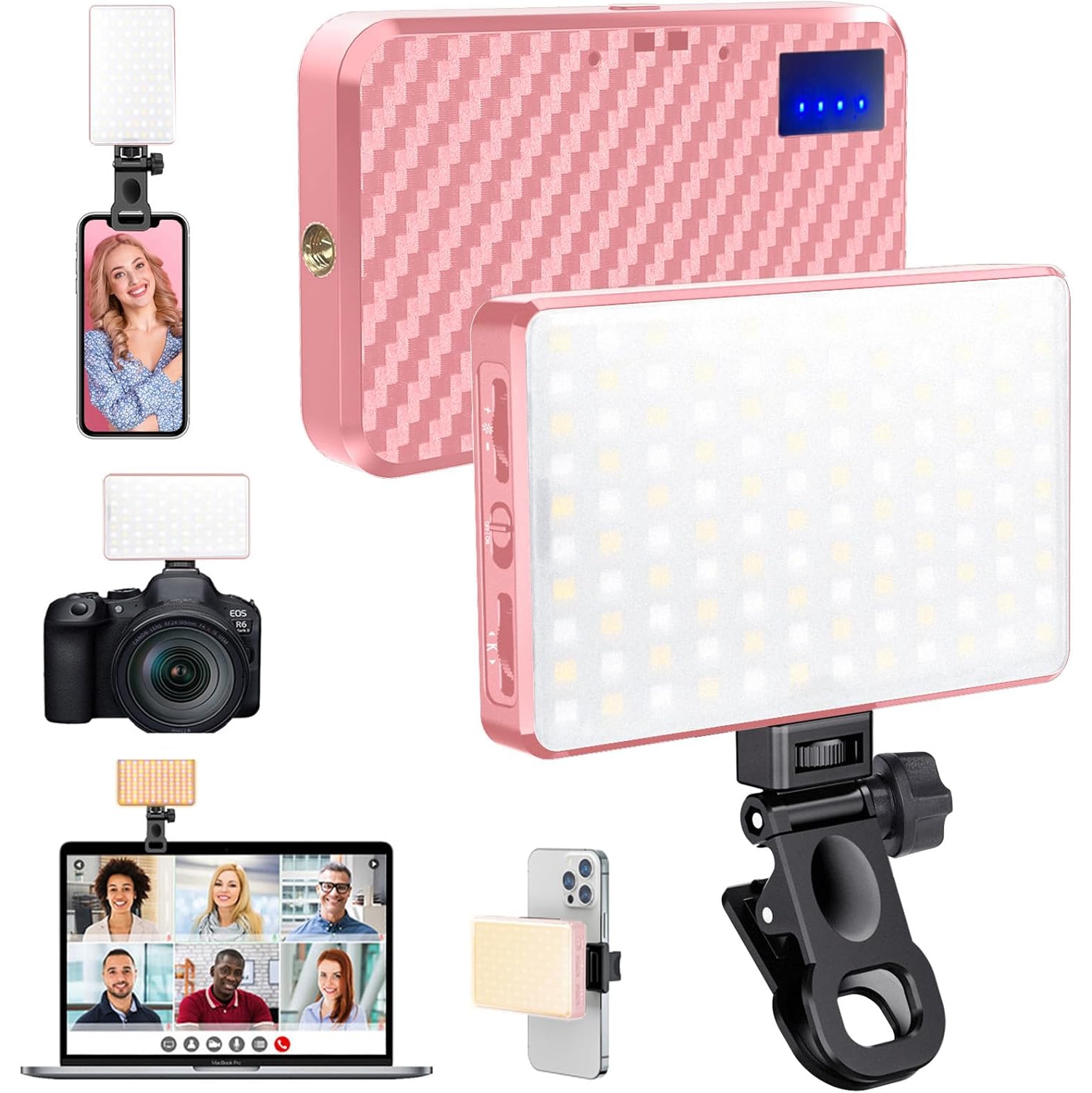 168 LED Selfie Light for iPhone, iPhone Light,Portable Phone Light, 3000Mah Rechargeable Video Light, Adjusted 3 Light Modes, for iPhone, Camera,