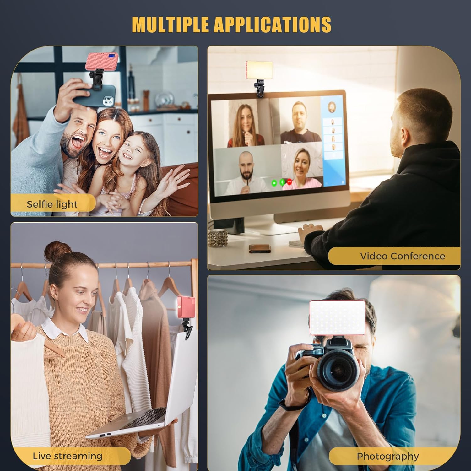 168 LED Selfie Light for iPhone, iPhone Light,Portable Phone Light, 3000Mah Rechargeable Video Light, Adjusted 3 Light Modes, for iPhone, Camera,