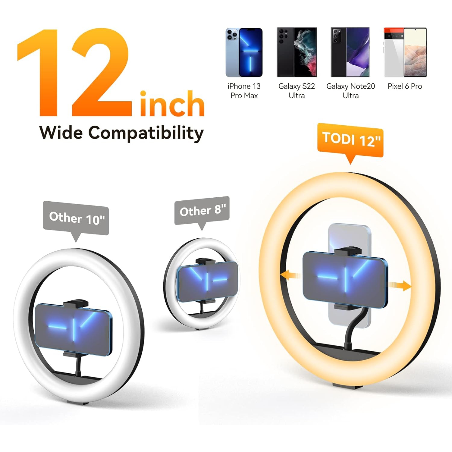 12" Ring Light with 63" extendable Tripod Stand, Selfie Ring Light with Phone Holder and Remote, Dimmable LED Ring Light & Selfie Stick for