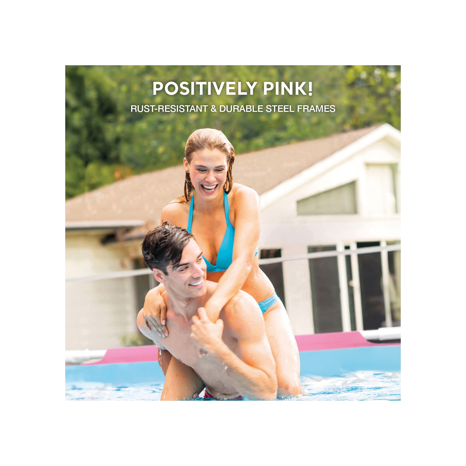 Intex – Piscine hors terre ronde 8 pi x 30 po à cadre en métal, rose, 28290 feuilles