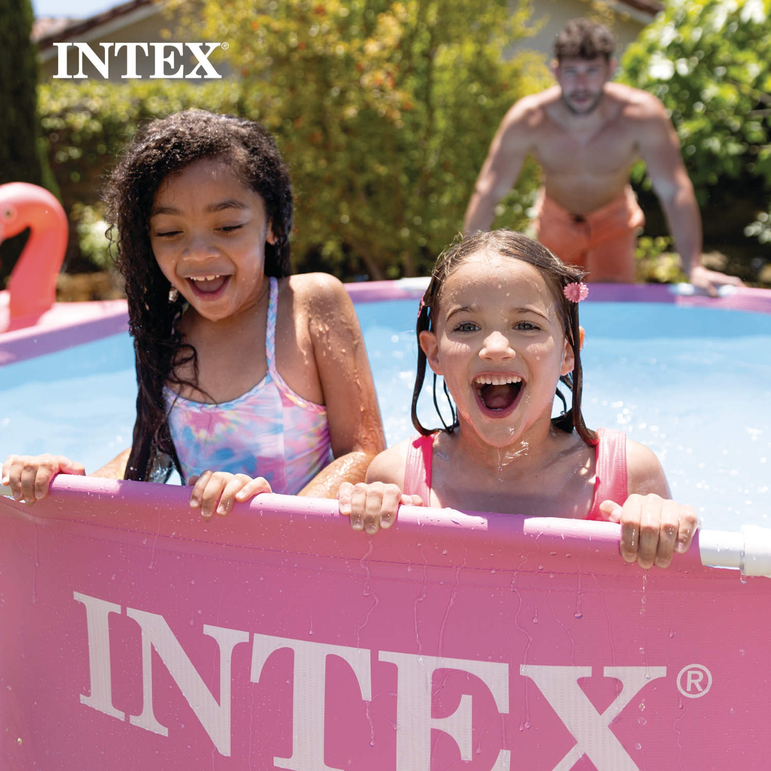 Intex – Piscine hors terre ronde 8 pi x 30 po à cadre en métal, rose, 28290 feuilles