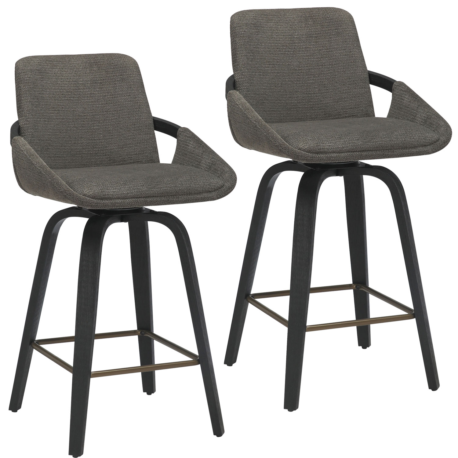 Tabouret de bar contemporain pivotant à hauteur de comptoir Parker de !NSpire - Ensemble de 2 - Anthracite