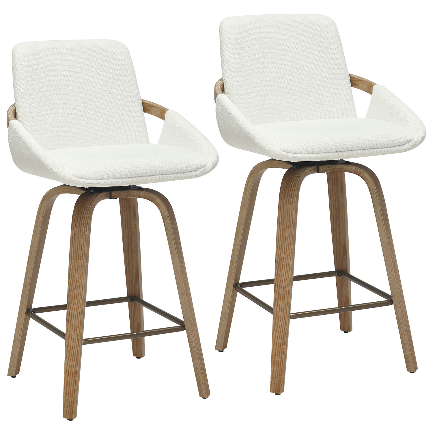 !NSpire Parker Contemporary Counter Height Swivel Barstool - Set of 2 - Ivory