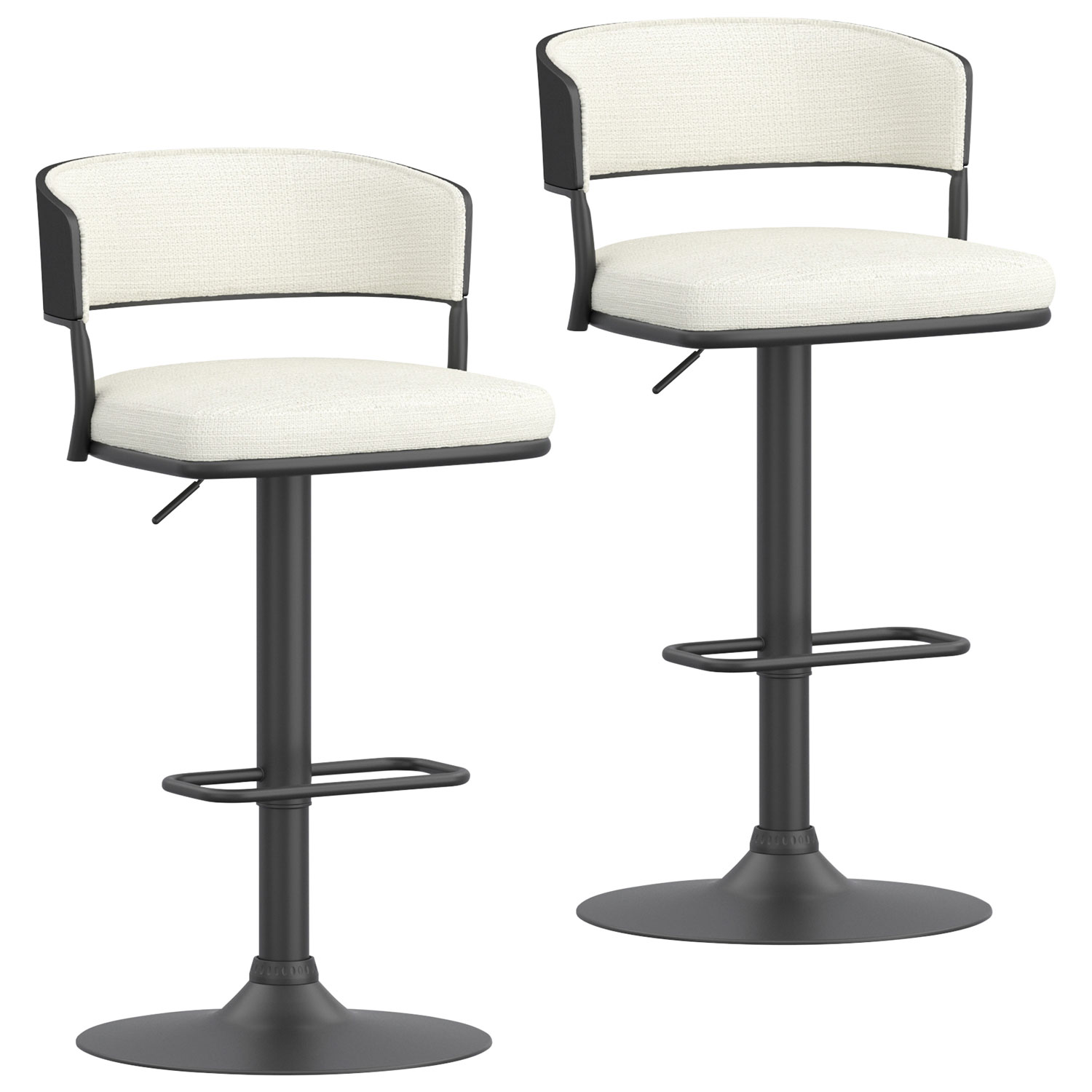 Tabouret de bar contemporain à hauteur réglable et vérin pneumatique Kazan de !NSpire - Ensemble de 2 - Ivoire