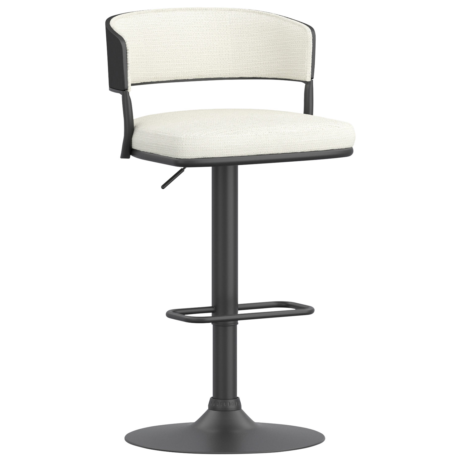 Tabouret de bar contemporain à hauteur réglable et vérin pneumatique Kazan de !NSpire - Ensemble de 2 - Ivoire