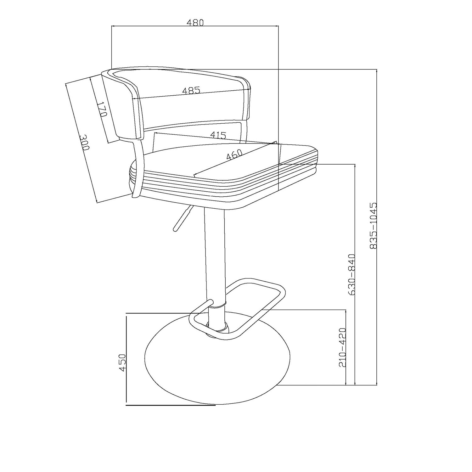 Tabouret de bar contemporain à hauteur réglable et vérin pneumatique Kazan de !NSpire - Ensemble de 2 - Ivoire