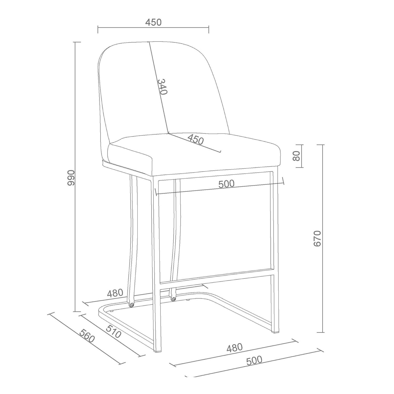 !NSpire Dario Contemporary Counter Height Barstool - Set of 2 - Charcoal