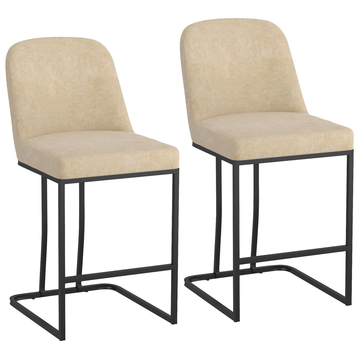 Tabouret de bar contemporain à hauteur de comptoir Dario de !NSpire - Ensemble de 2 - Beige