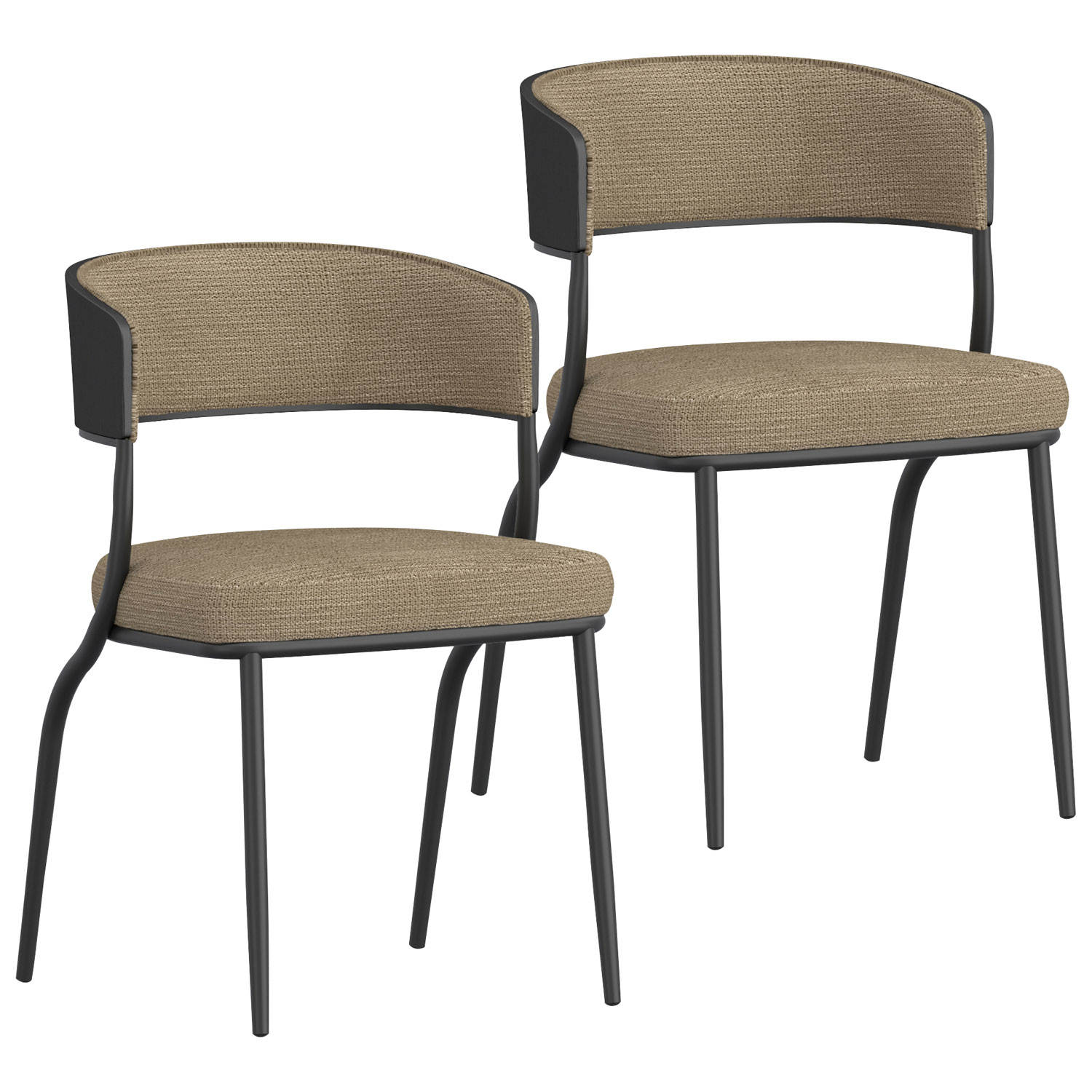 Chaise de salle à manger contemporaine en tissu Kazan de !Nspire - Ensemble de 2 - Beige foncé