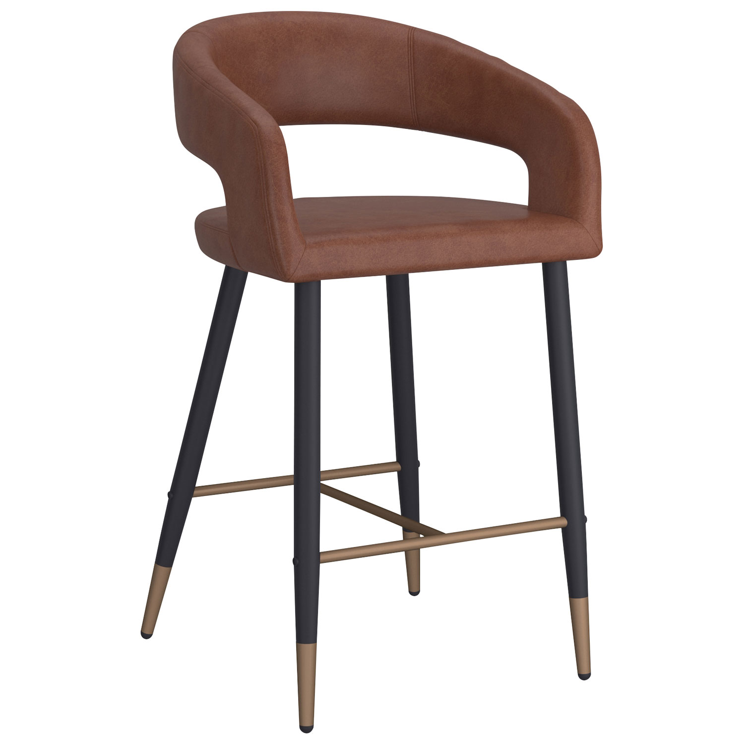 Tabouret de bar contemporain à hauteur de comptoir Crimson de !NSpire - Ensemble de 2 - Brun sellier