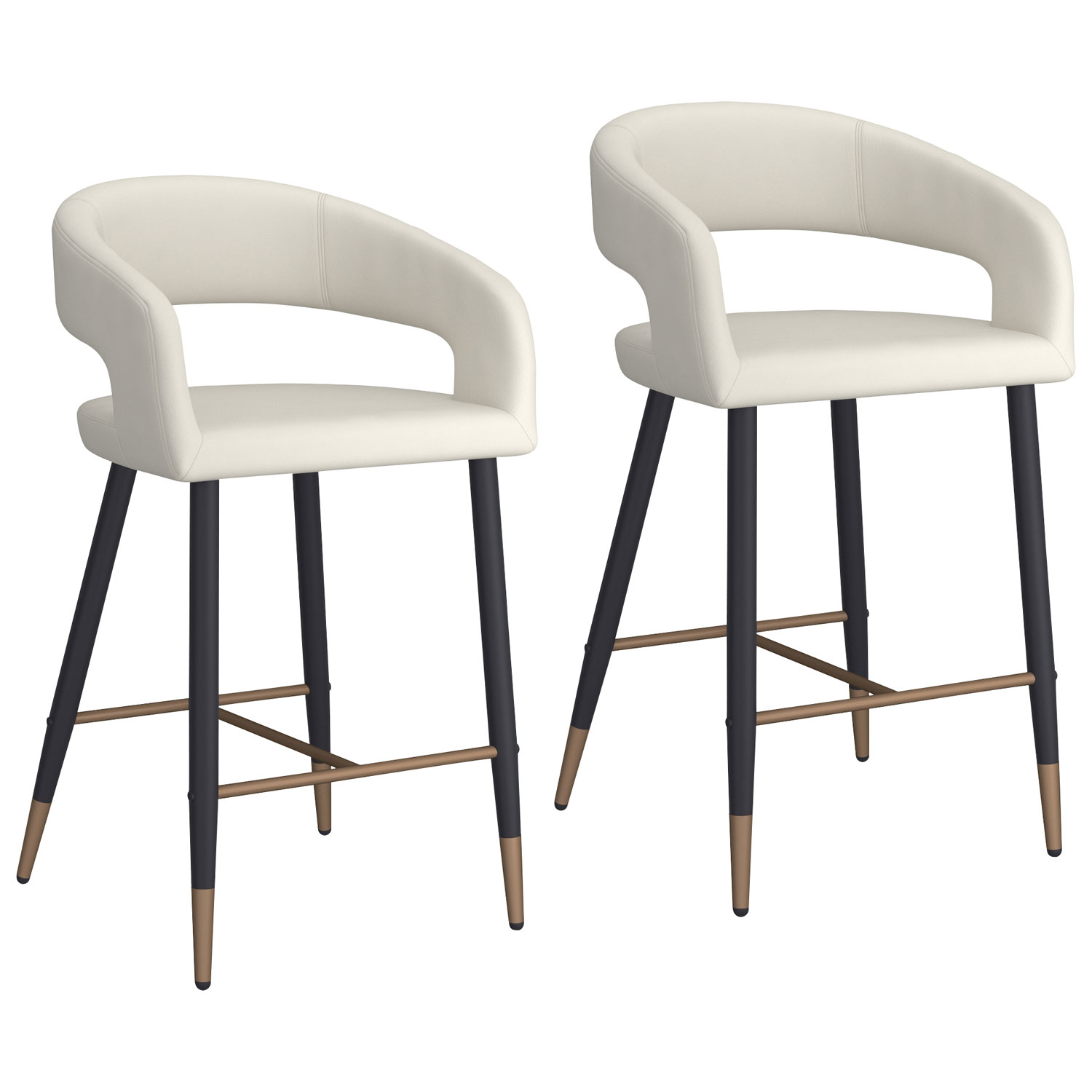 Tabouret de bar contemporain à hauteur de comptoir Crimson de !NSpire - Ensemble de 2 - Beige