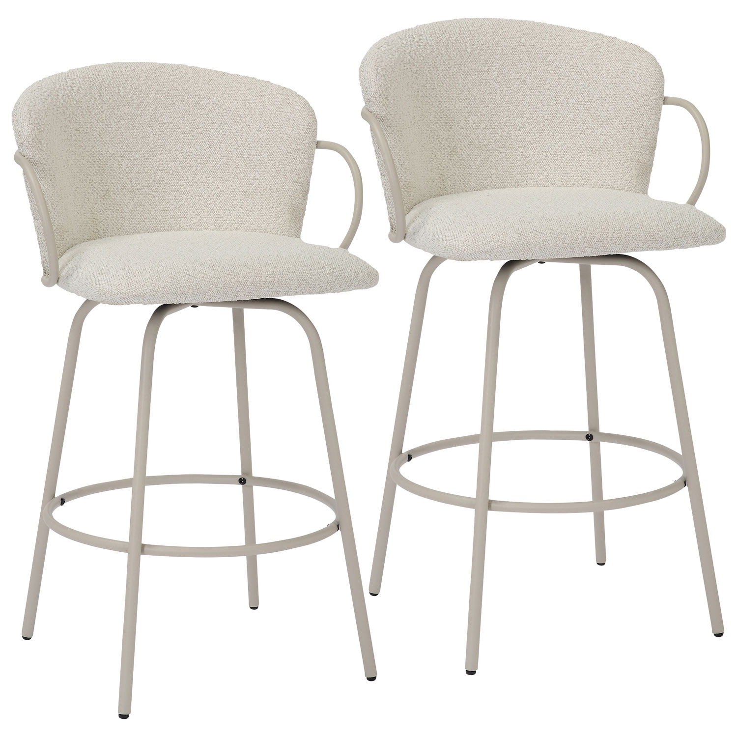 Tabouret de bar contemporain pivotant à hauteur de comptoir Kalani de !NSpire - Ensemble de 2 - Beige