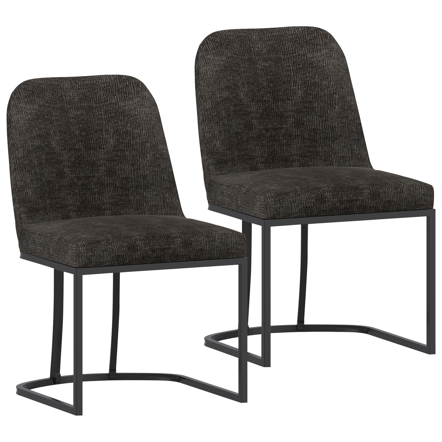 Chaise de salle à manger contemporaine en tissu Dario de !Nspire - Ensemble de 2 - Anthracite