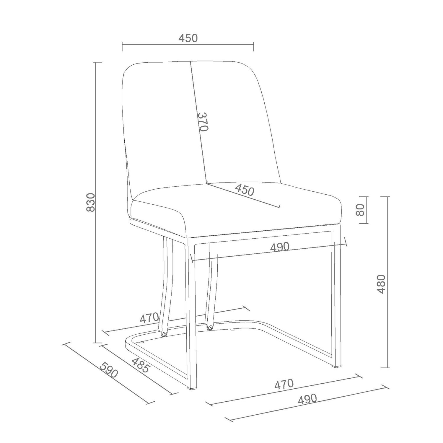Chaise de salle à manger contemporaine en tissu Dario de !Nspire - Ensemble de 2 - Anthracite