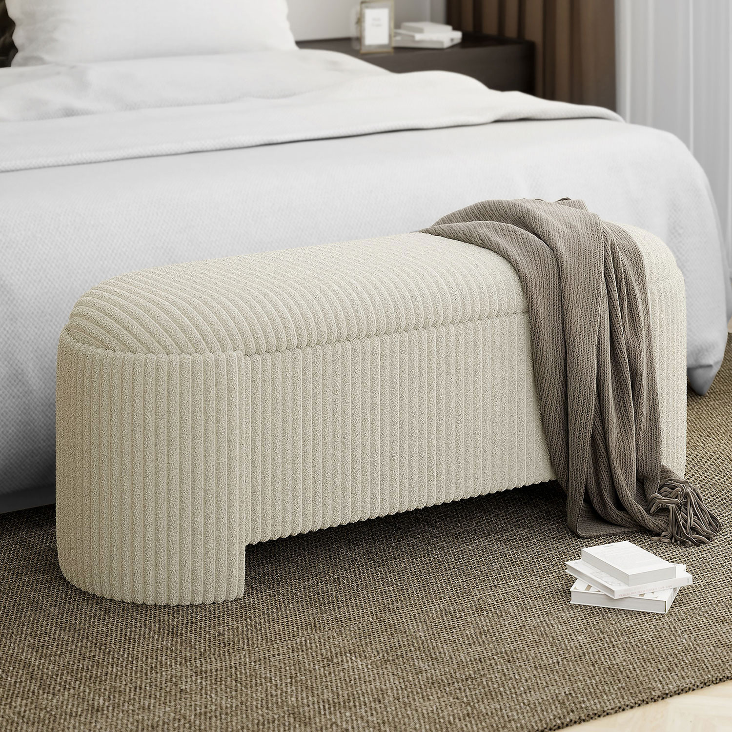 Pouf/Banc en tissu Inspire - Ivoire