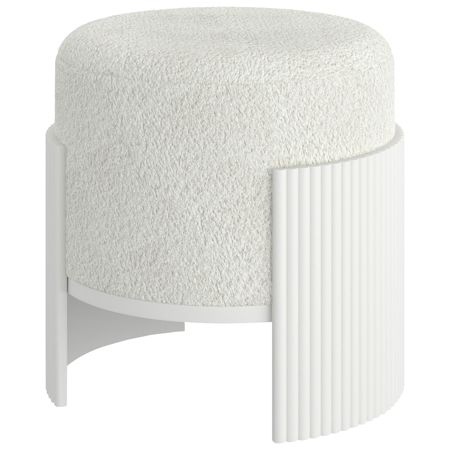 Pouf rond en tissu Inspire - Ivoire/Blanc