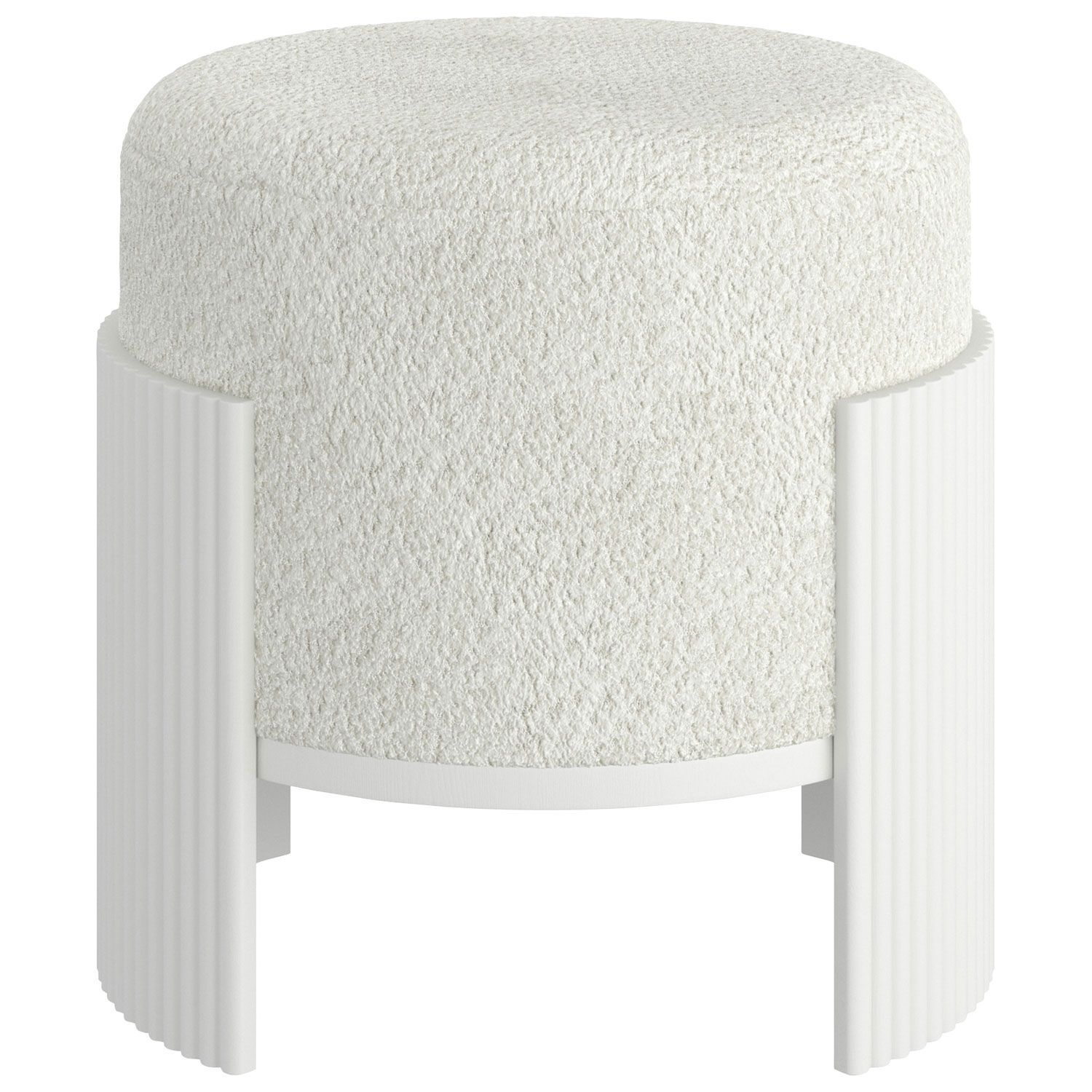 Pouf rond en tissu Inspire - Ivoire/Blanc