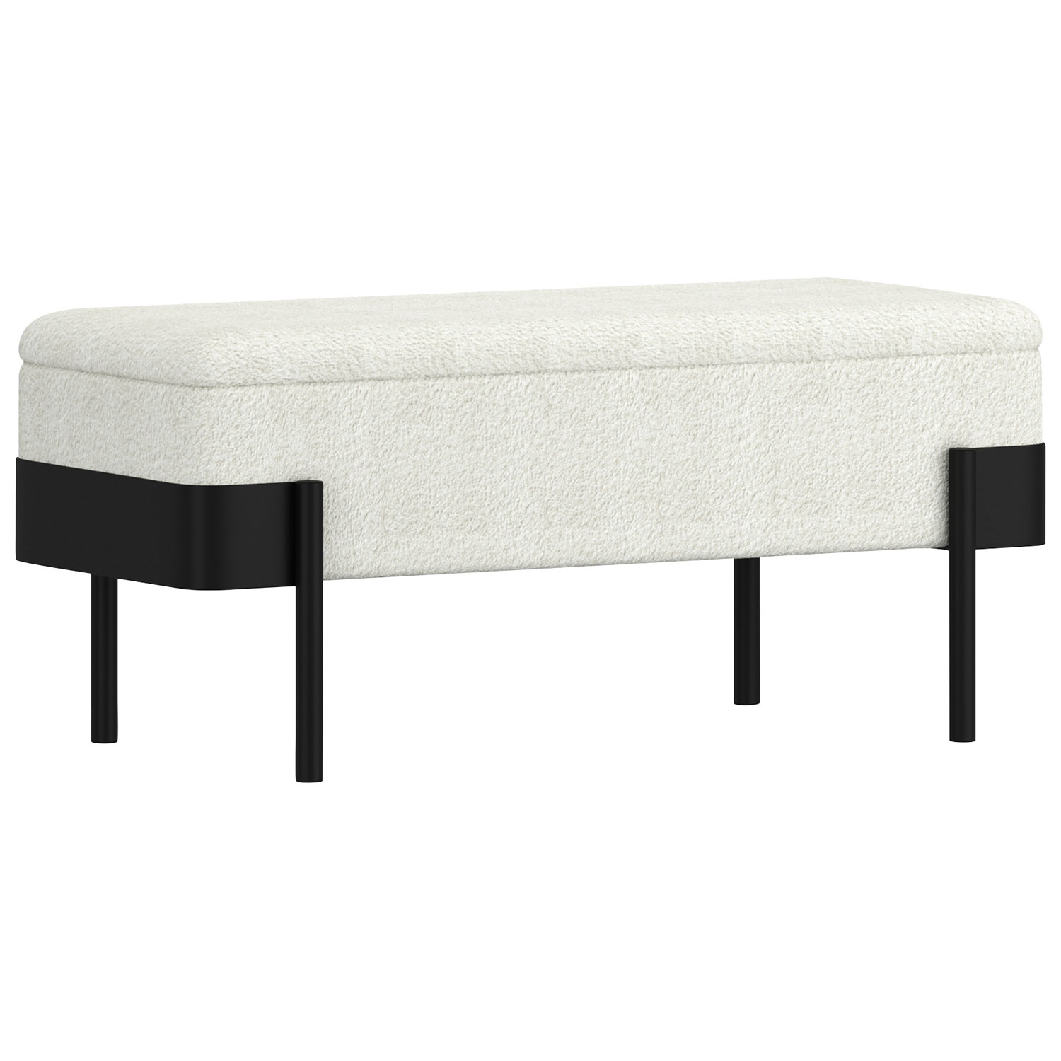 Pouf de rangement contemporain en polyester Inspire - Ivoire