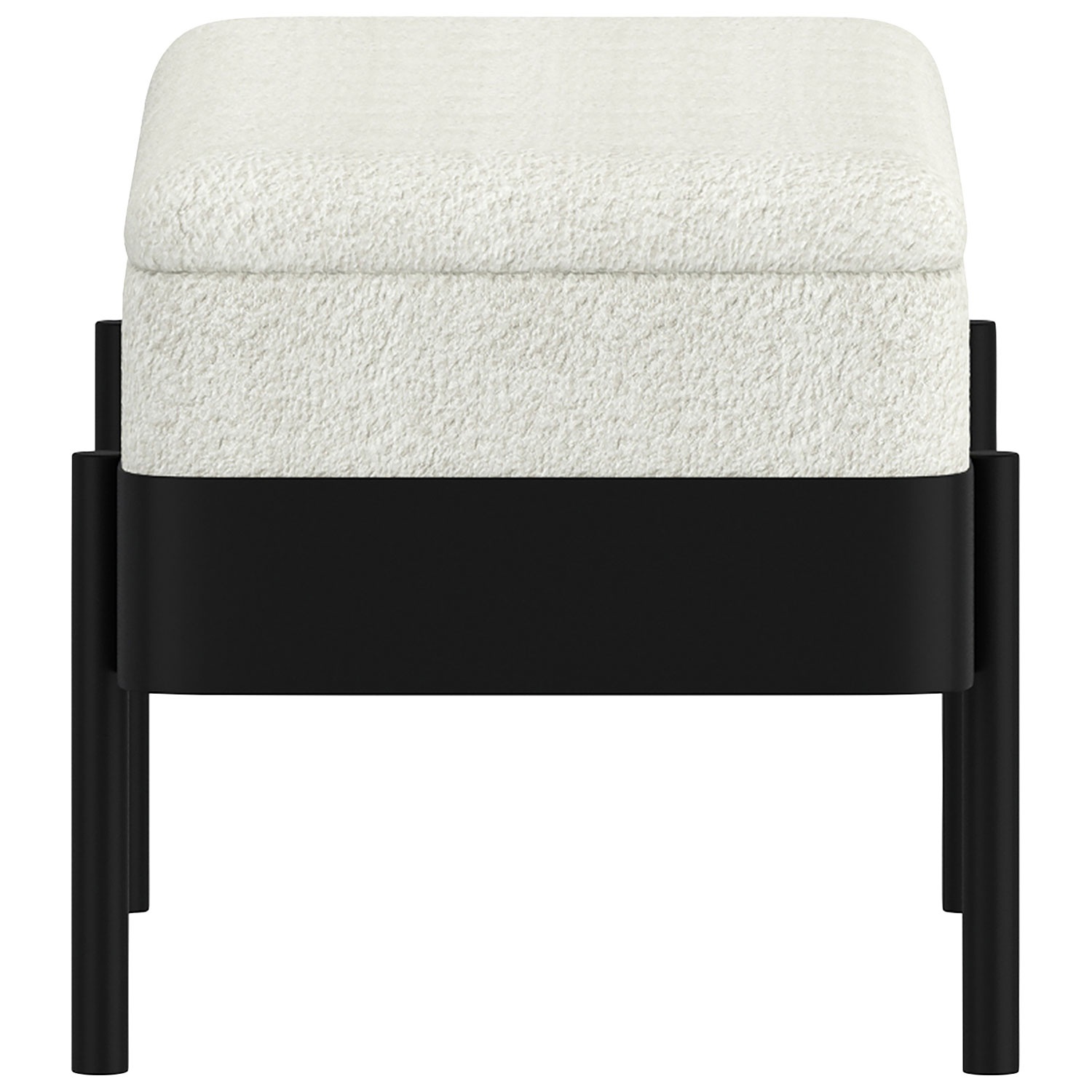 Pouf de rangement contemporain en polyester Inspire - Ivoire