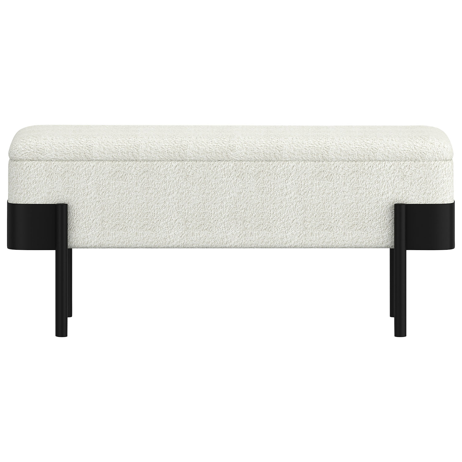 Pouf de rangement contemporain en polyester Inspire - Ivoire