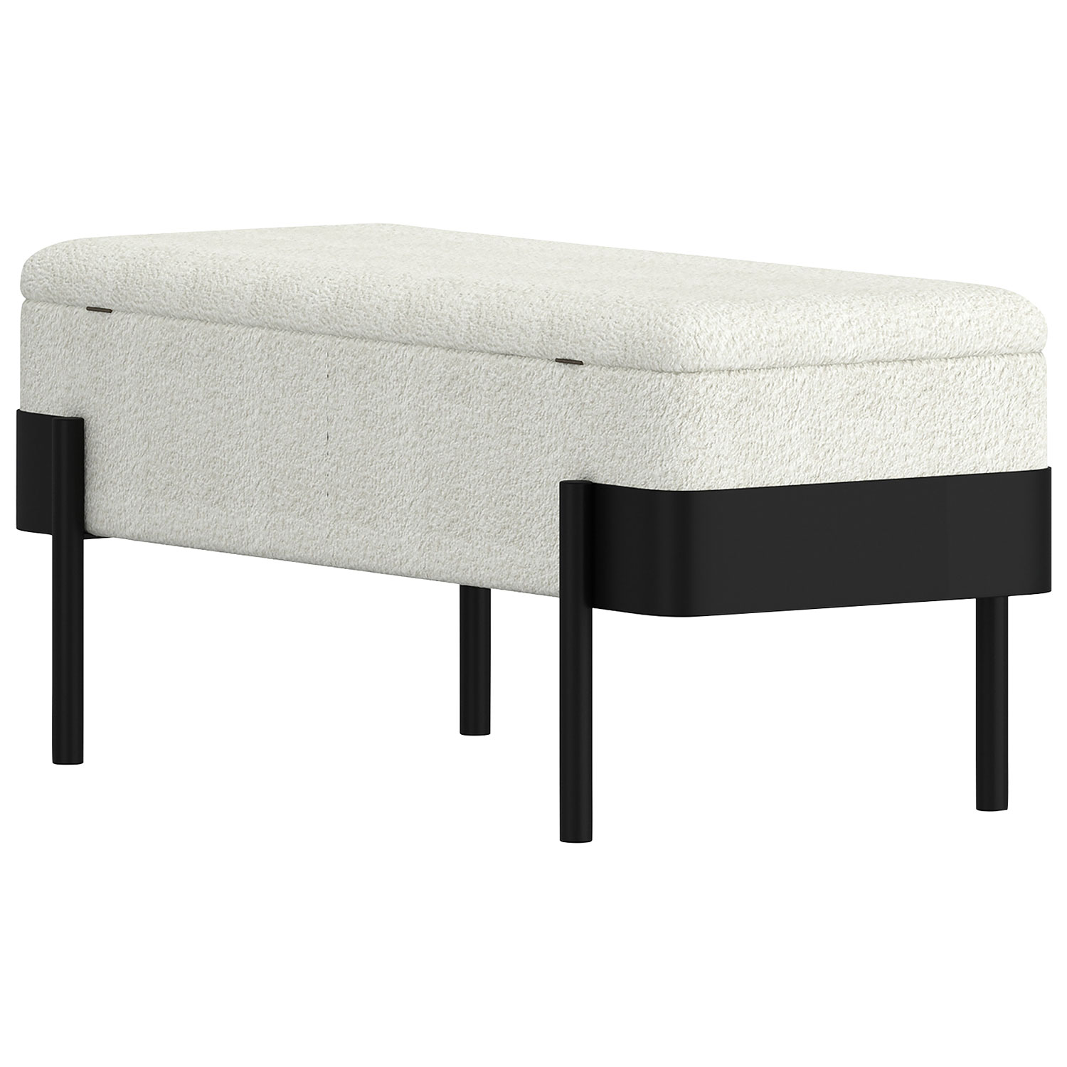 Pouf de rangement contemporain en polyester Inspire - Ivoire