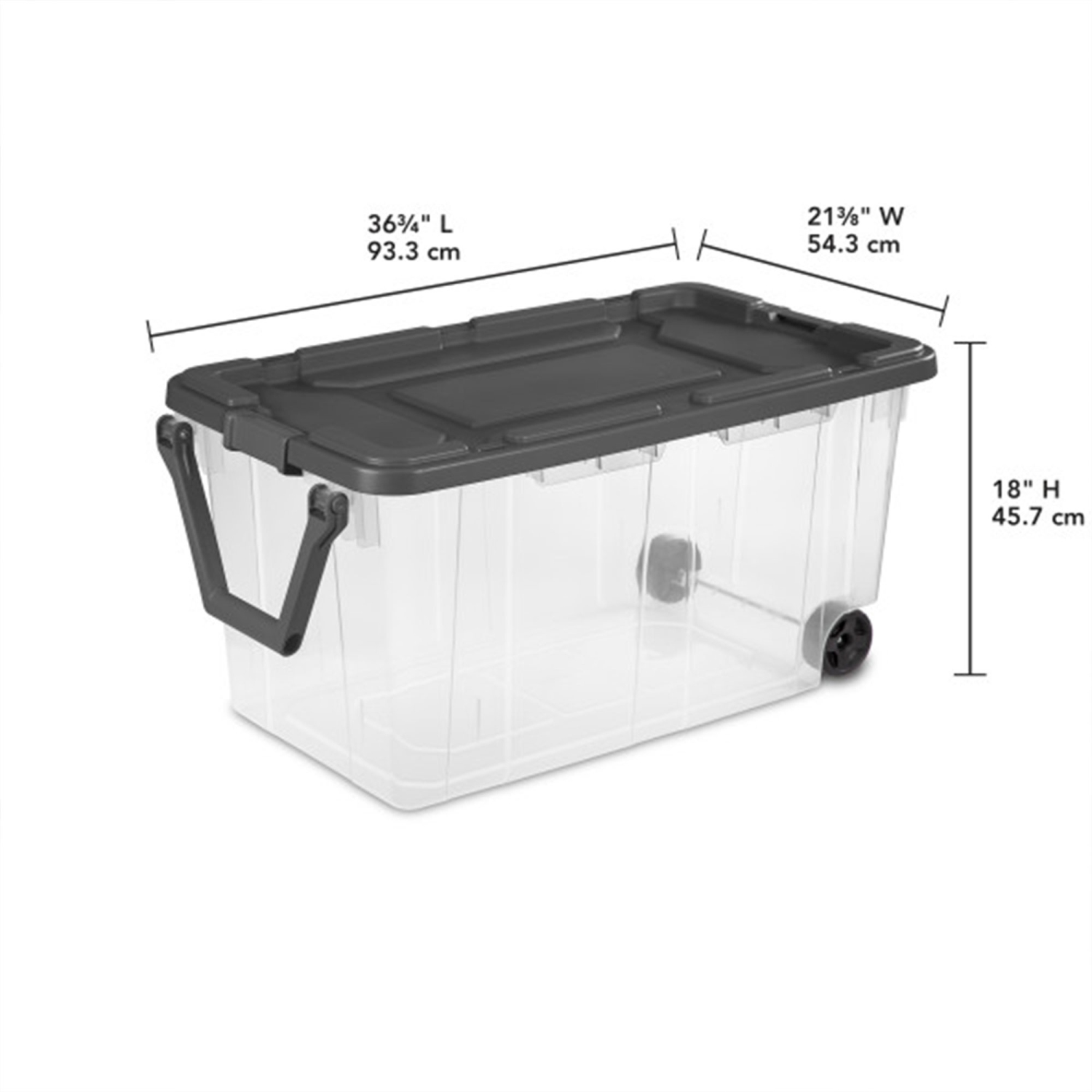 Sterilite 160&nbsp;Qt – Boîte de rangement empilable verrouillable sur roulettes avec couvercle, paq./2