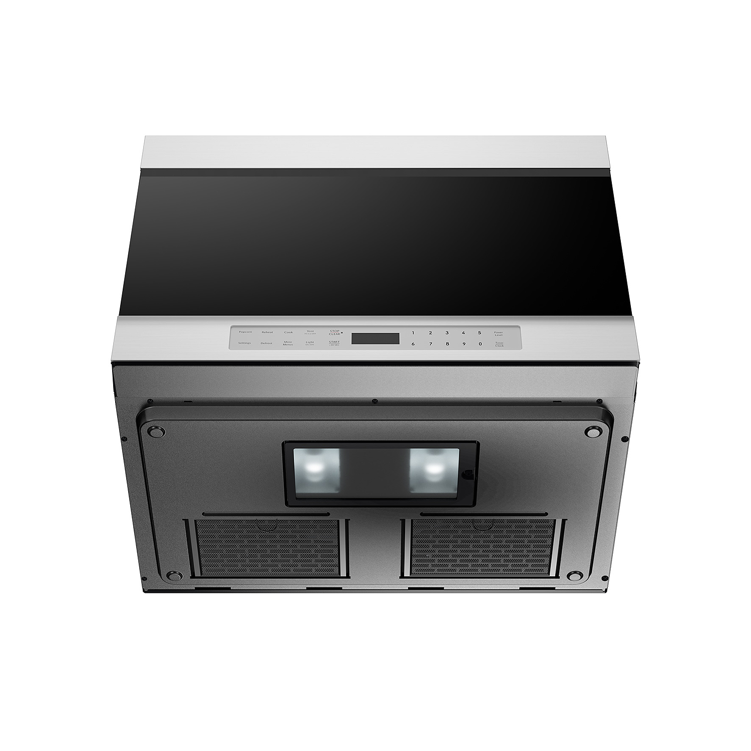 Four à micro-ondes à hotte intégrée 24&nbsp;po SMO1461GS DE SHARP, acier inoxydable, fini en verre noir