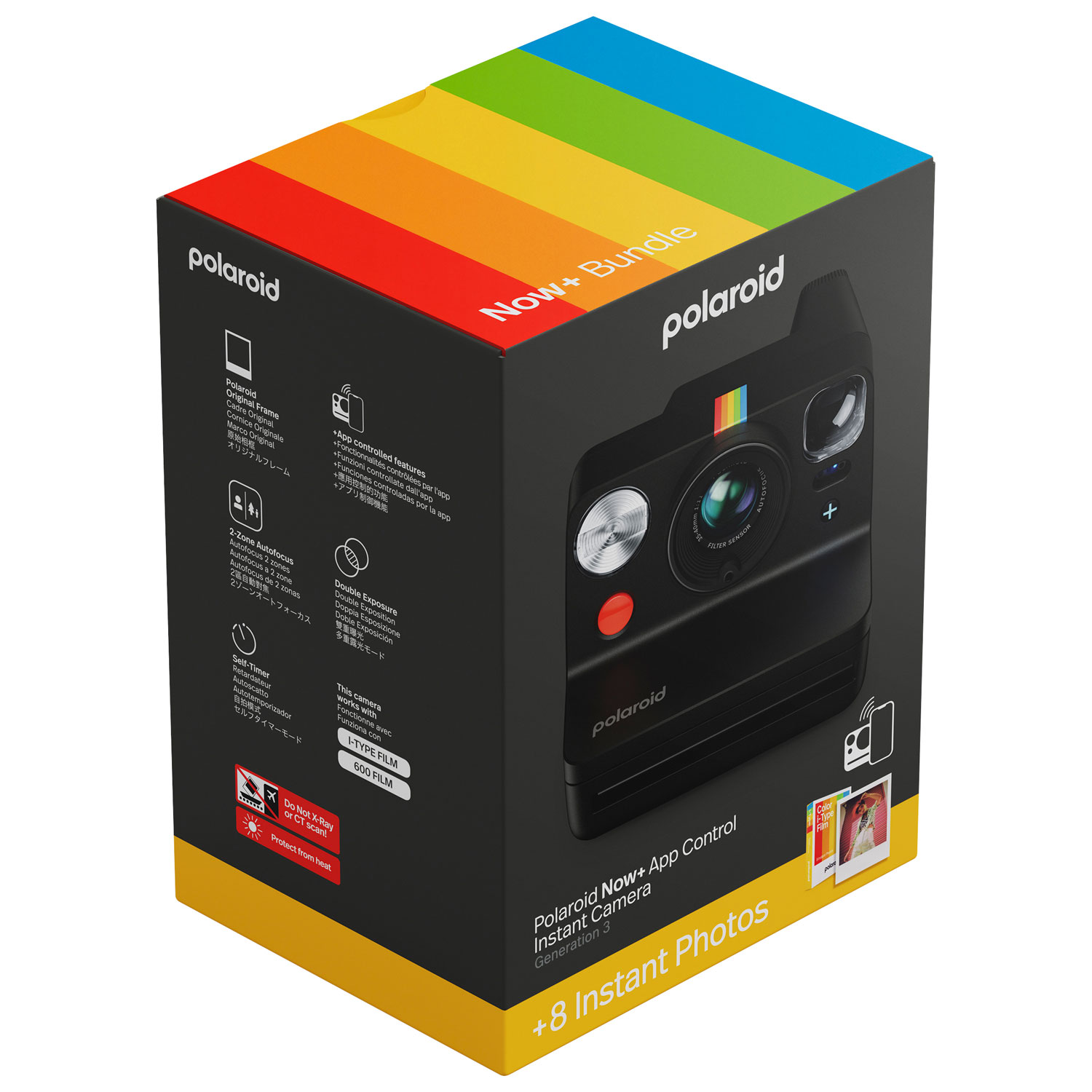 Appareil photo instantané de 3e génération Now+ de Polaroid avec films - Noir
