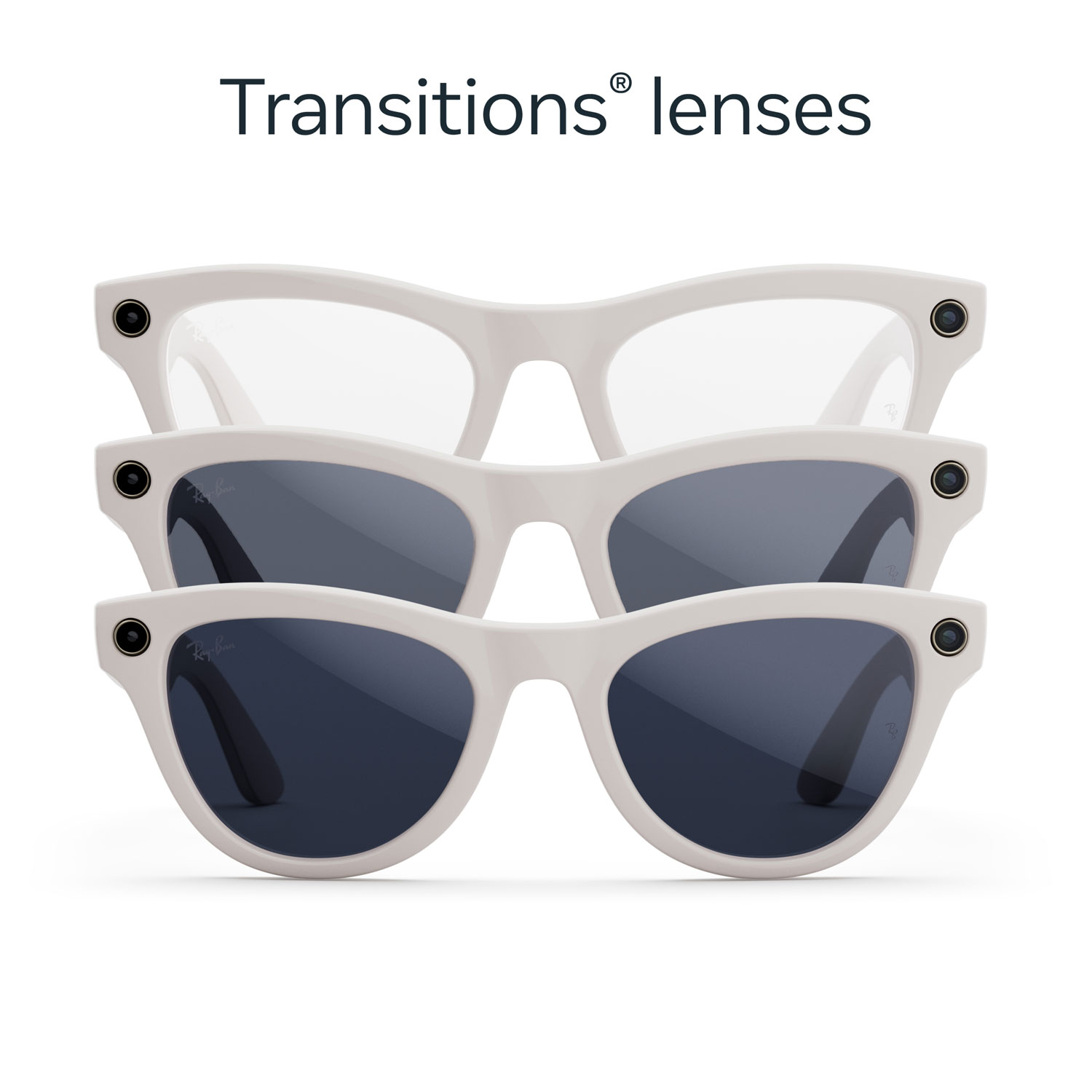 Lunettes Skyler de Ray-Ban | Meta avec IA, photo, vidéo, audio et messagerie - Gris poudré brillant/Transitions