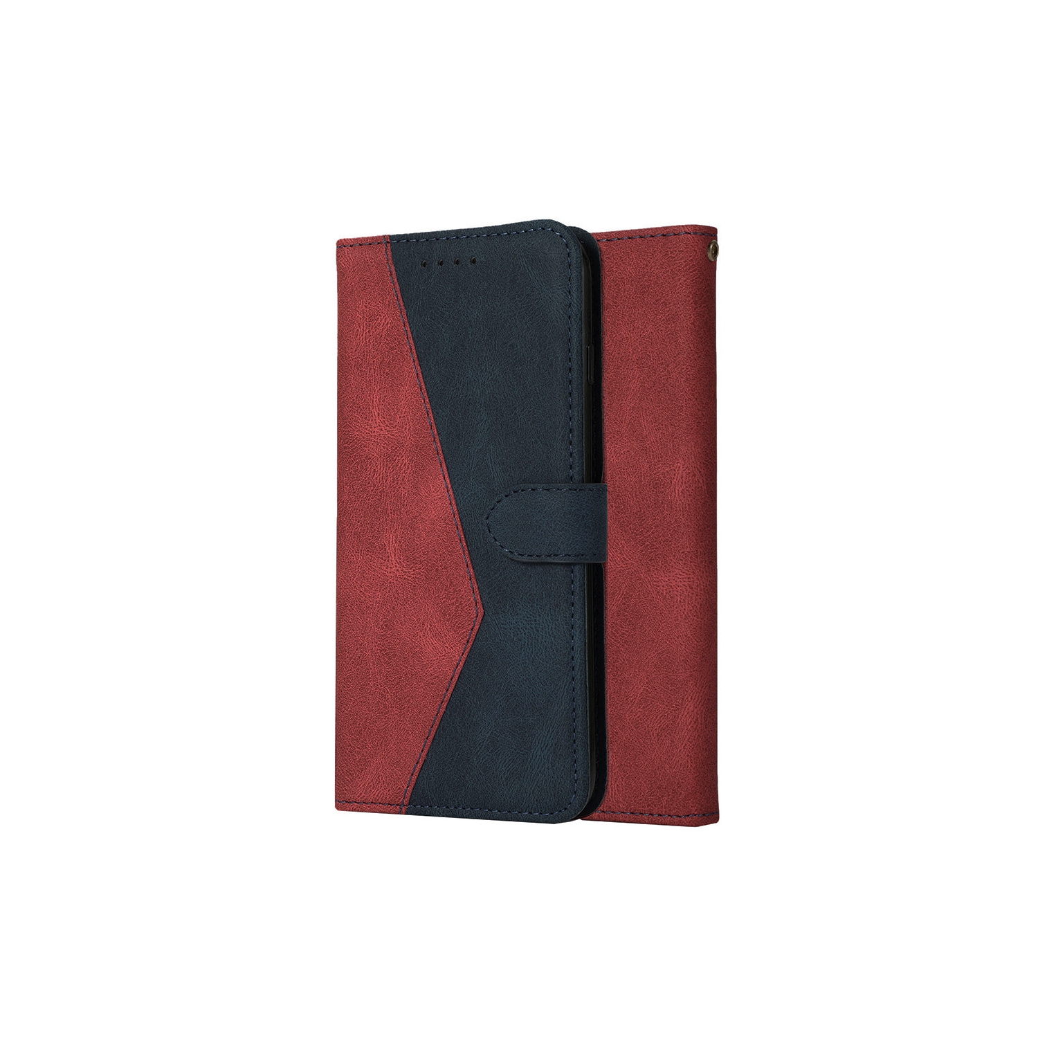 PANDACO Red & Navy Suede Wallet Case for iPhone 14 Plus