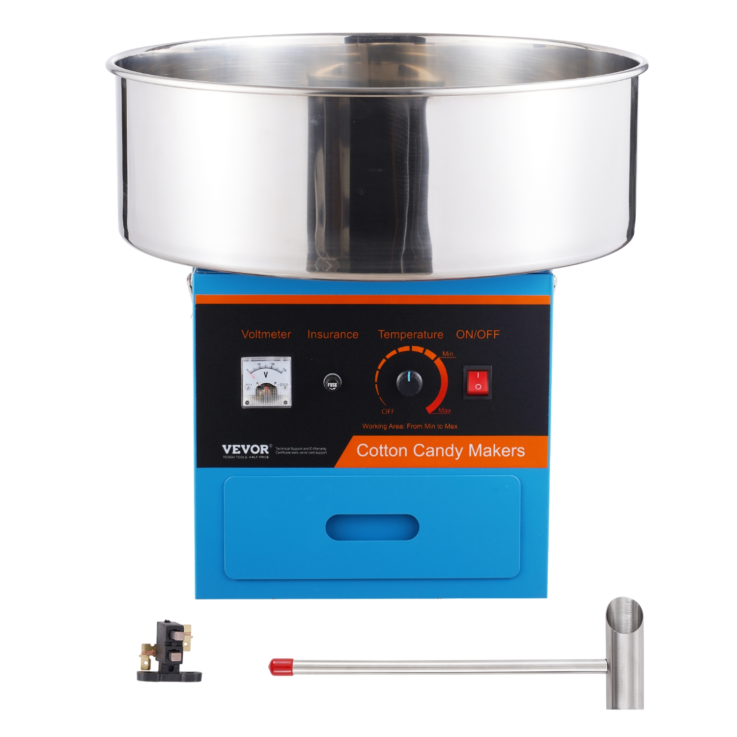 VEVOR 1000W Electric Cotton Candy Machine, Candy Floss Maker,Commercial Cotton Candy Machine with Stainless Steel Bowl, Sugar Scoop, and